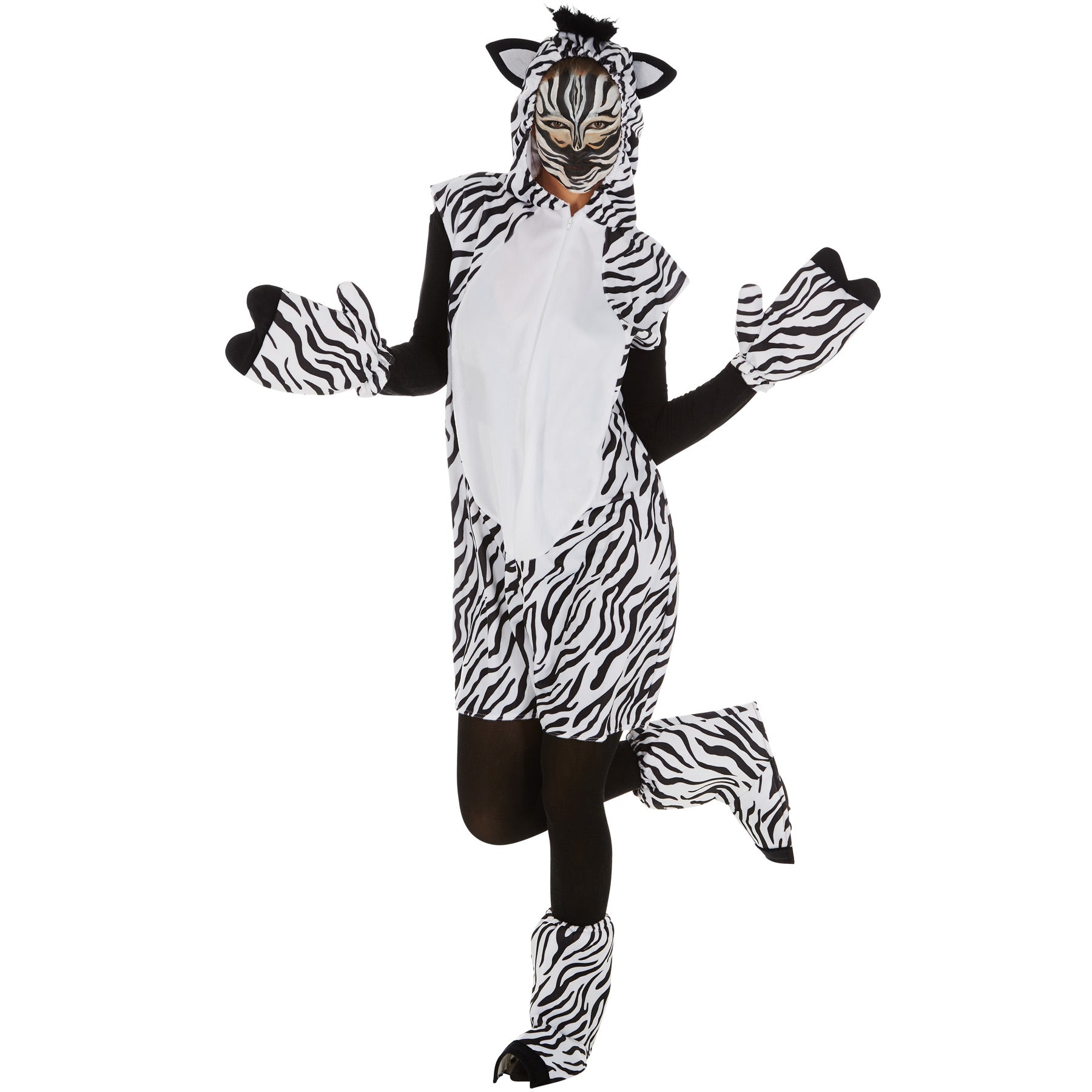 Funnywords® Zebra Kostüm - Warnweste schwarz JGA Karneval Kostüm